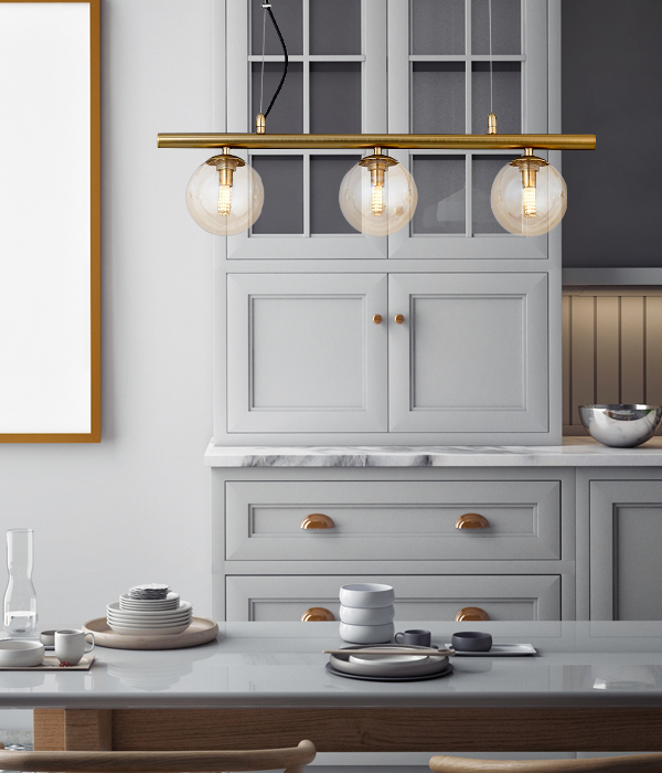 페탈 3등 일자 펜던트 조명 [흑색/브론즈, 전구사은품]