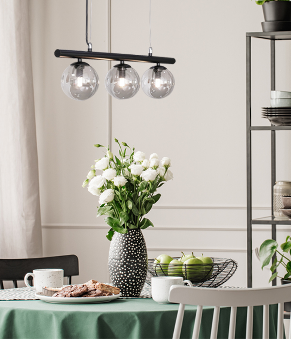 페탈 3등 일자 펜던트 조명 [흑색/브론즈, 전구사은품]